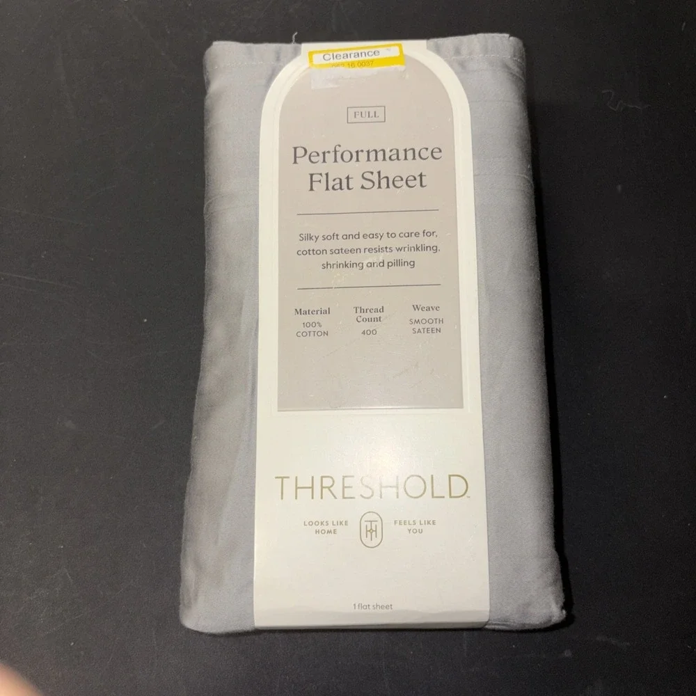 Full 400 Thread Count Performance Flat Sheet Gray - Threshold: Cotton 28322